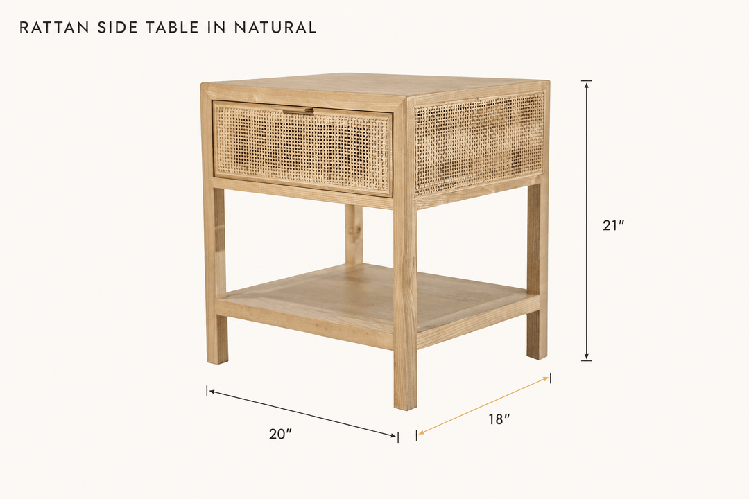 Rattan Side Table in Natural dimensions - What&