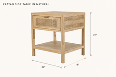 Rattan Side Table in Natural dimensions - What&