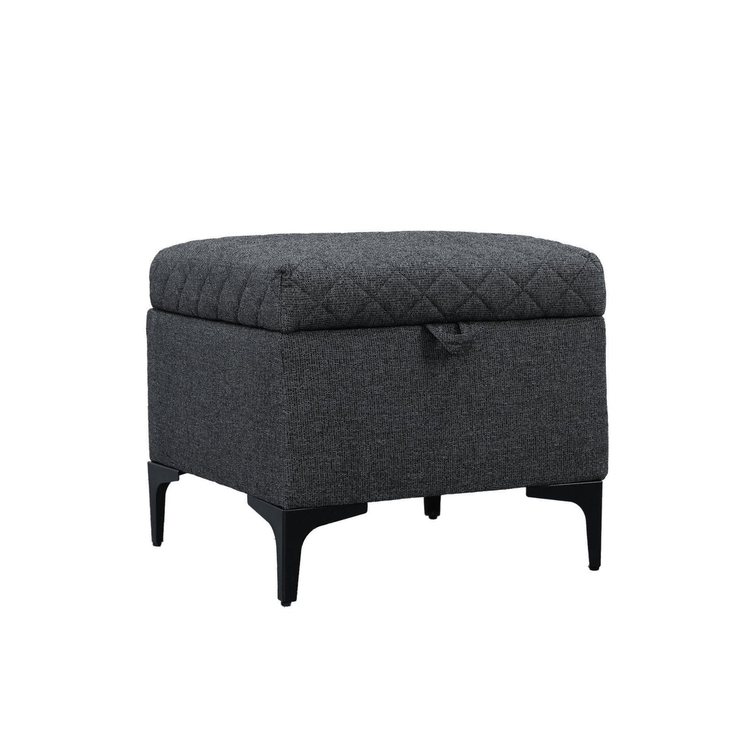 Reece Storage Ottoman in Charcoal Grey - Whats New Furniture Portland