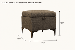 Reece Storage Ottoman in Medium Brown dimensions - What&