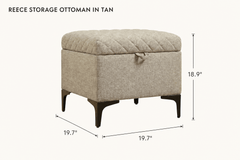 Reece Storage Ottoman in Tan dimensions - What&