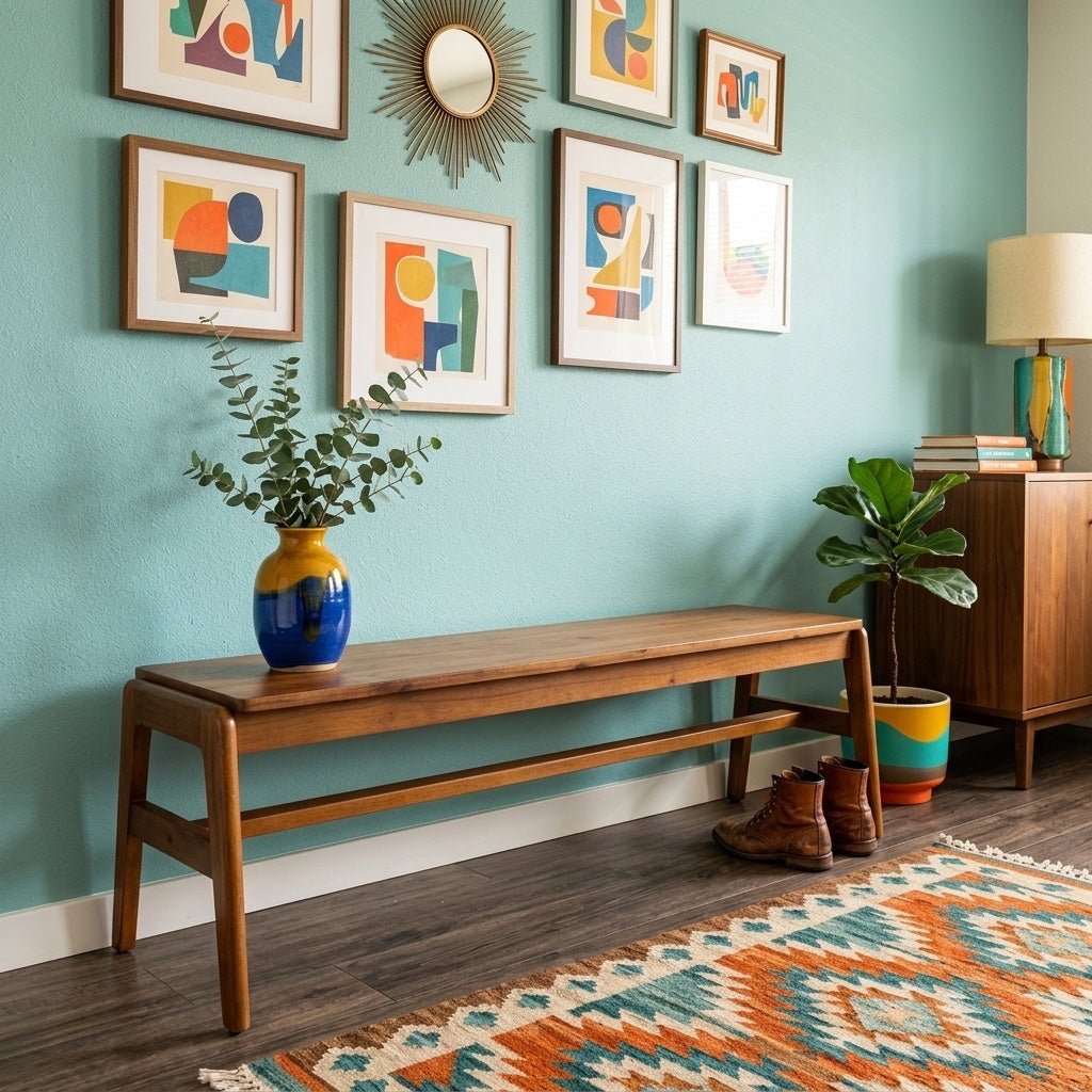 Remix Bench styled in a bright Portland mid-century modern interior - Whats New Furniture