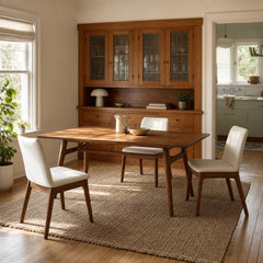 Remix Dining Table Set with Cream Chairs styled in Portland St. Johns bungalow dining room - Whats New Furniture