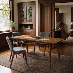 Remix Dining Table Set with Grey Chairs styled in Portland Irvington foursquare with original built-ins dining room - Whats New Furniture