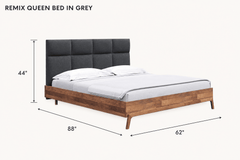 Remix Queen Bed in Grey dimensions - What&