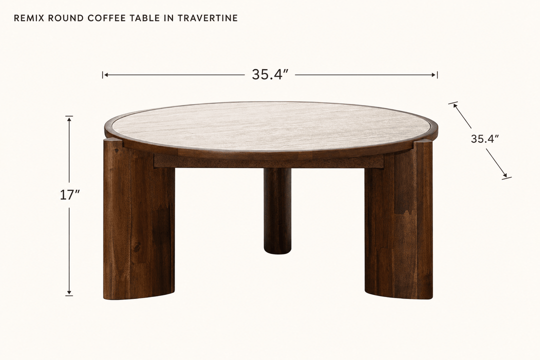 Remix Round Coffee Table in Travertine dimensions - What&