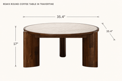 Remix Round Coffee Table in Travertine dimensions - What&