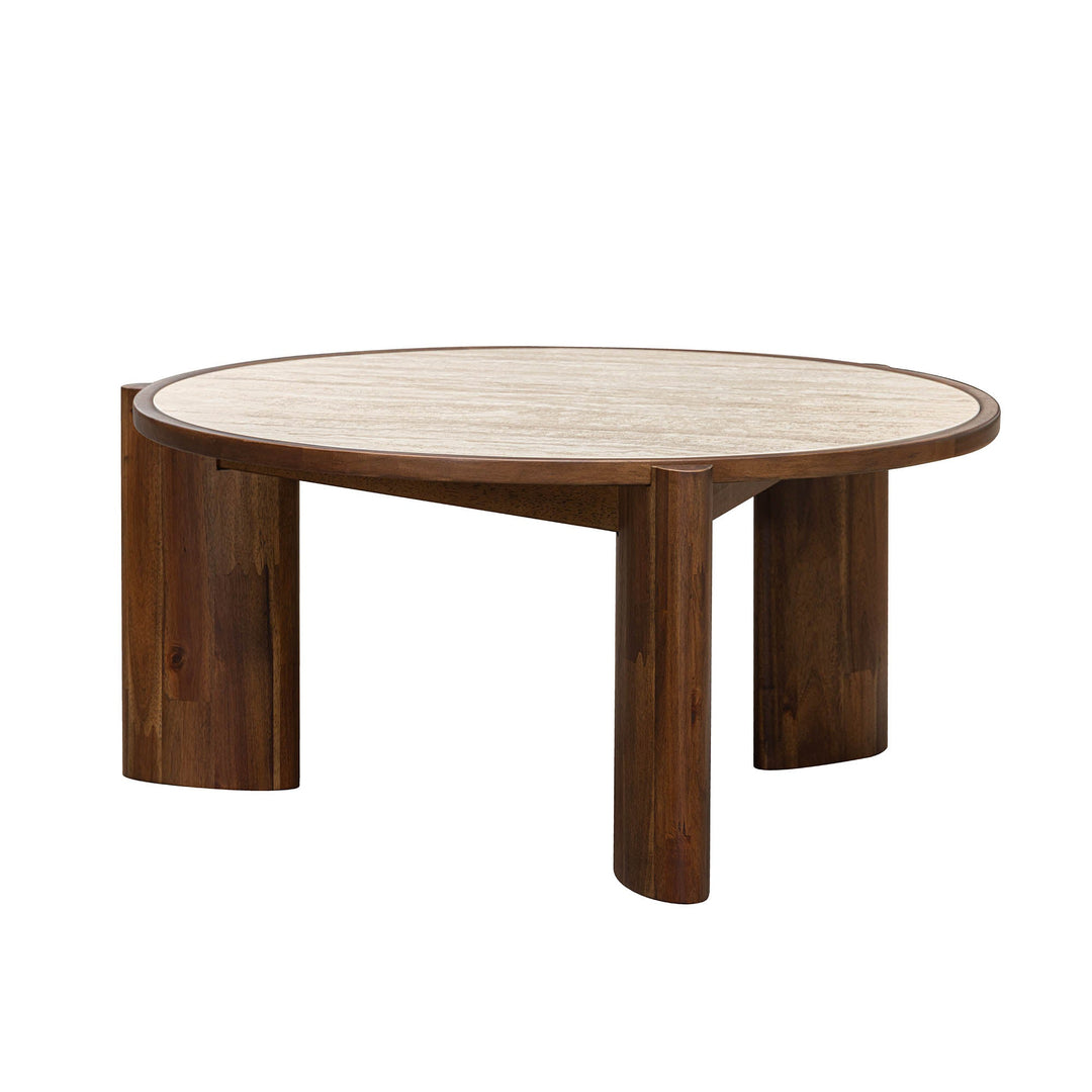 Remix Round Coffee Table in Travertine - coffee table by LH Imports - Whats New Furniture Portland OR