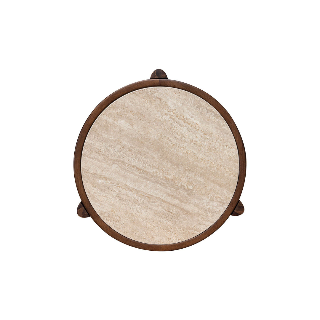 Remix Round Side Table in Travertine - side table by LH Imports - Whats New Furniture Portland OR