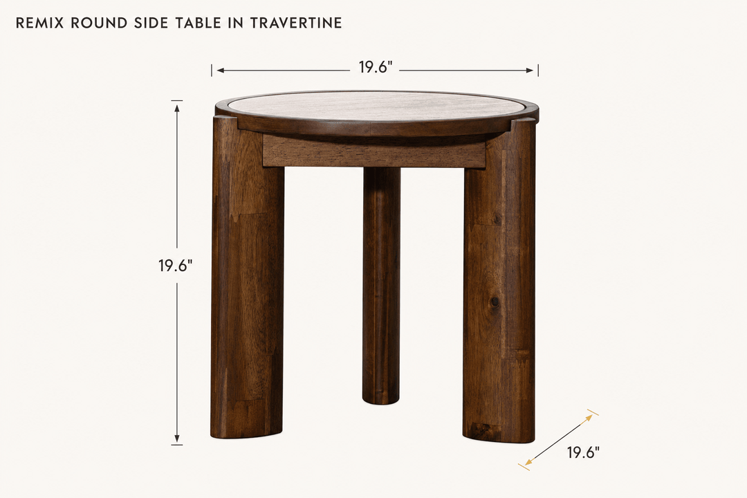 Remix Round Side Table in Travertine dimensions - What&