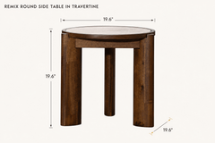 Remix Round Side Table in Travertine dimensions - What&