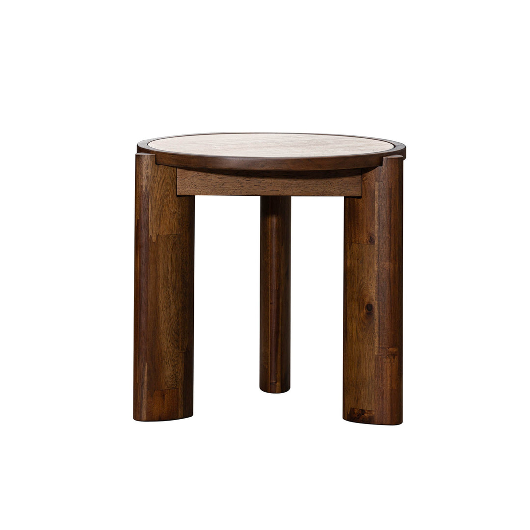 Remix Round Side Table in Travertine - side table by LH Imports - Whats New Furniture Portland OR