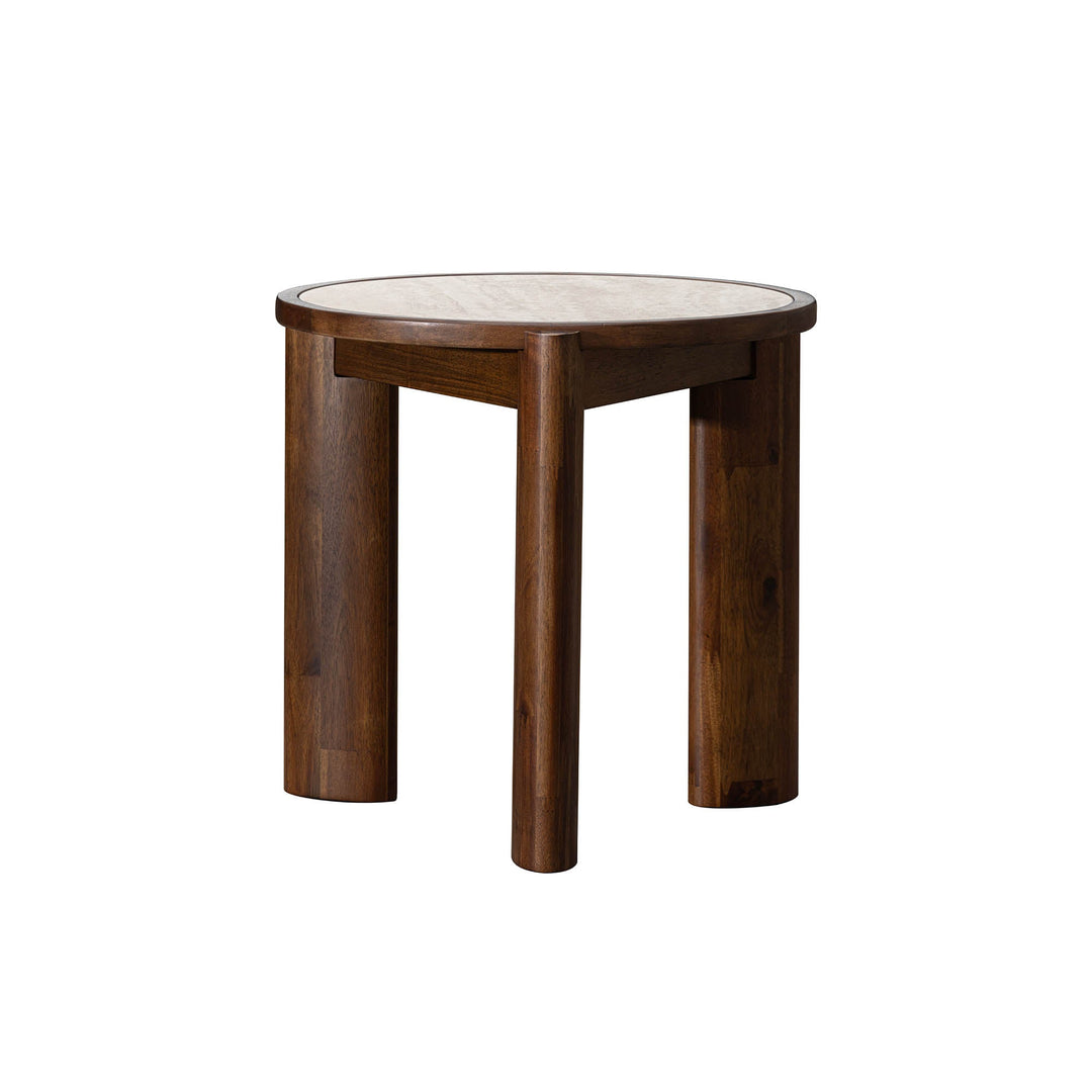 Remix Round Side Table in Travertine - side table by LH Imports - Whats New Furniture Portland OR