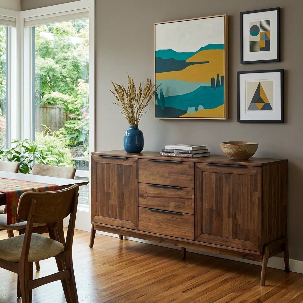 Remix Sideboard styled in a bright Portland mid-century modern interior - Whats New Furniture