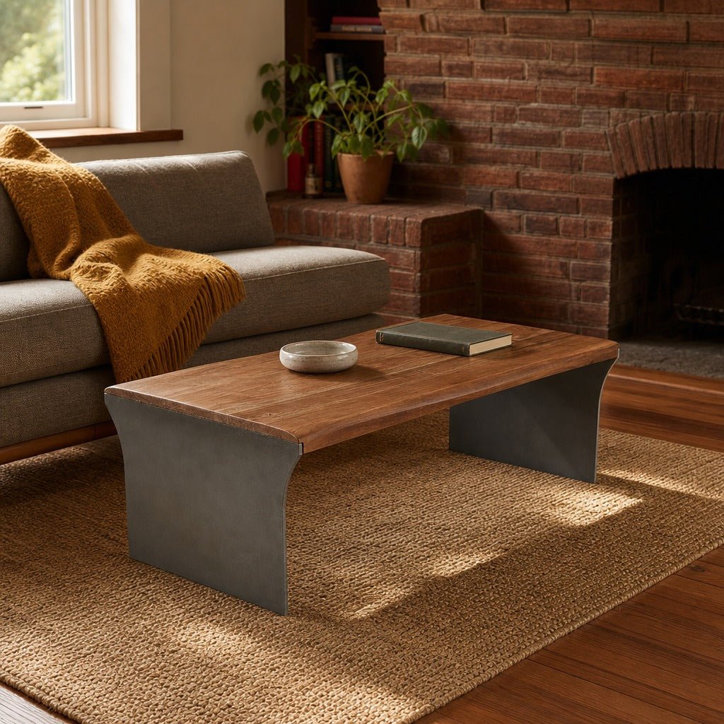 Restore Live Edge Coffee Table styled in Portland St. Johns bungalow living room - Whats New Furniture
