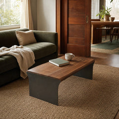 Restore Live Edge Coffee Table styled in Portland Sellwood cottage living room - Whats New Furniture