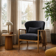 Rhodes Club Chair in Inkwell styled in Portland St. Johns bungalow living room - Whats New Furniture