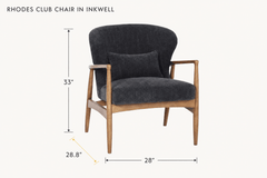 Rhodes Club Chair in Inkwell dimensions - What&