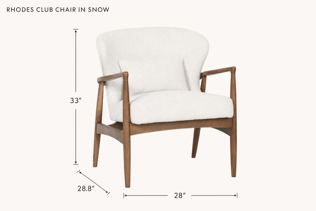 Rhodes Club Chair in Snow dimensions - What&
