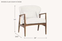Rhodes Club Chair in Snow dimensions - What&