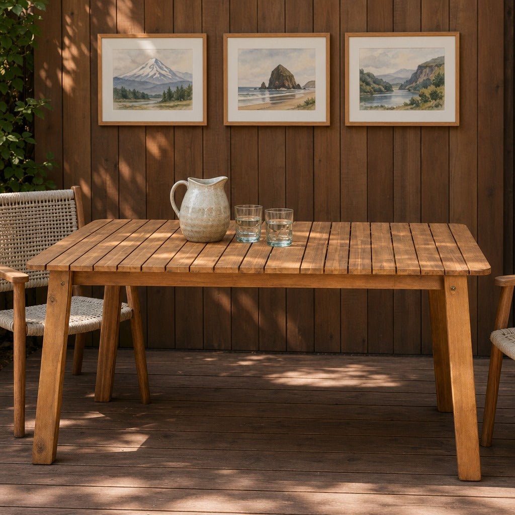 Riviera Outdoor Dining Table styled in a bright mid-century modern Portland home - Whats New Furniture