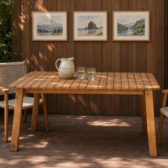 Riviera Outdoor Dining Table styled in a bright mid-century modern Portland home - Whats New Furniture