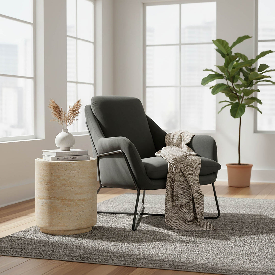 Romeo Lounge Chair - Dark Grey Velvet - Whats New Furniture Portland OR