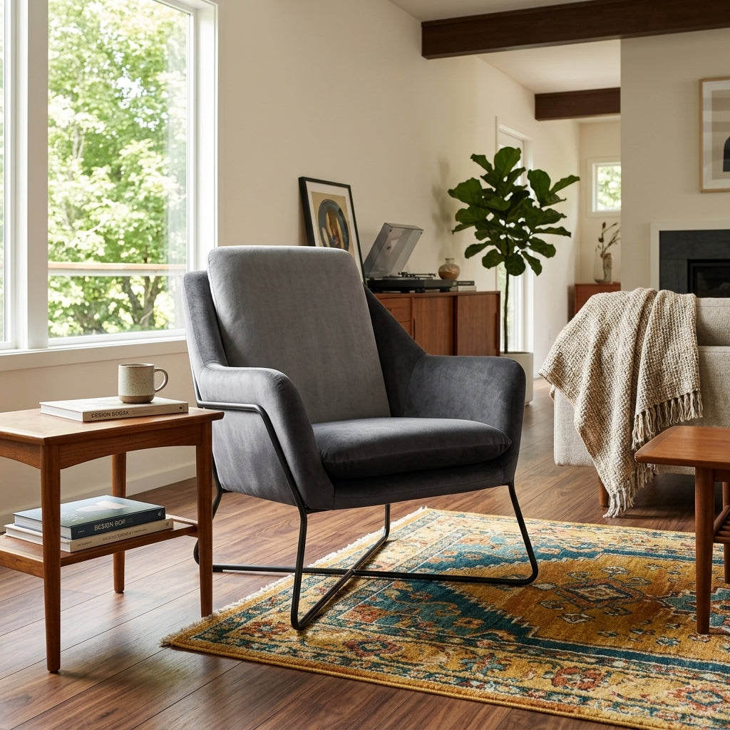 Romeo Lounge Chair styled in a bright Portland mid-century modern room - Whats New Furniture