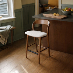Rotondo Counter Stool in Walnut Brown styled in Portland Hawthorne Craftsmbungalow kitchen - Whats New Furniture
