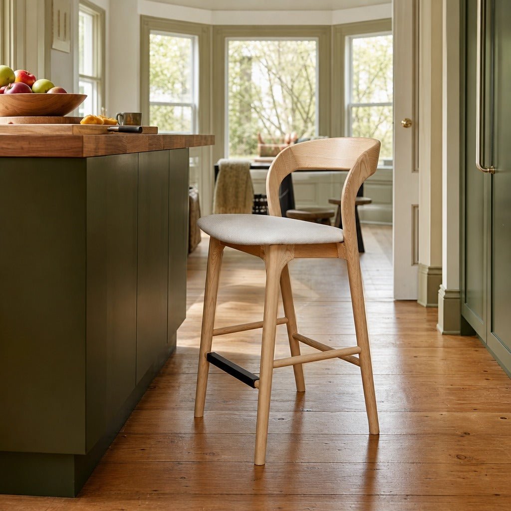 Rotondo Counter Stool in Natural styled in Portland NW 23rd Victoriwith bay window kitchen - Whats New Furniture