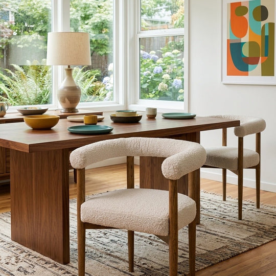 Round Dining Chair styled in a bright Portland mid-century modern interior - Whats New Furniture