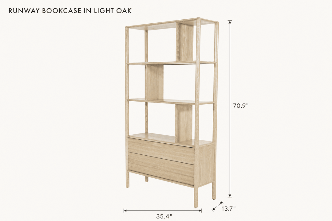 Runway Bookcase in Light Oak dimensions - What&