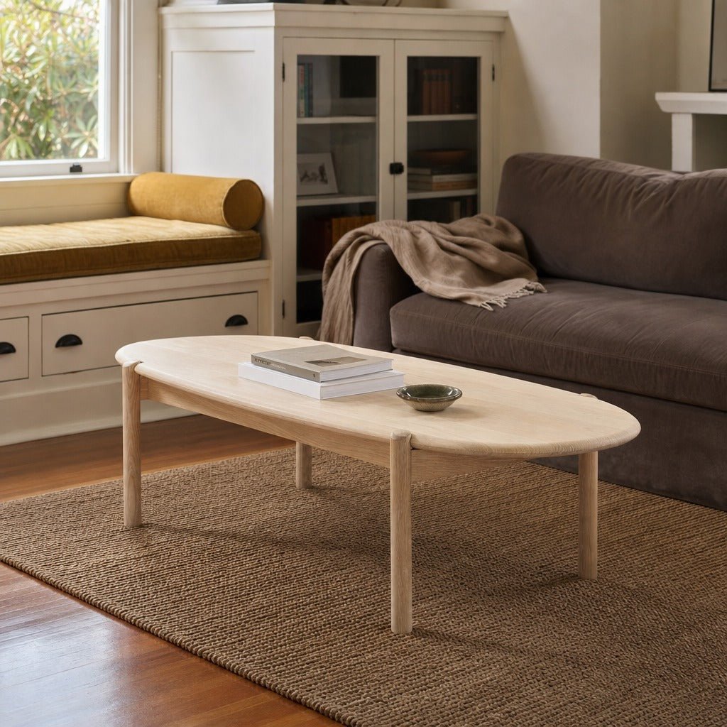 Runway Coffee Table in Light Oak styled in Portland Irvington foursquare with original built-ins living room - Whats New Furniture