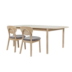 Runway Dining Table in Light Oak, chair clearance detail - Whats New Furniture