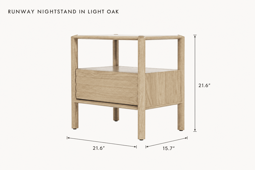 Runway Nightstand in Light Oak dimensions - What&