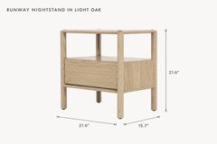 Runway Nightstand in Light Oak dimensions - What&