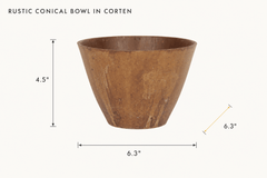 Rustic Conical Bowl in Corten dimensions - What&