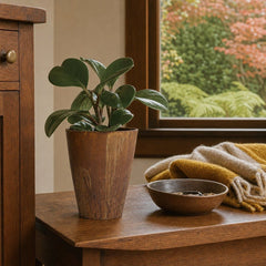 Rustic Small Vase in Corten styled in Portland Hawthorne Craftsmbungalow living room - Whats New Furniture