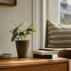 Rustic Small Vase in Rustic Brown styled in Portland NW 23rd Victoriwith bay window living room - Whats New Furniture