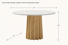 Sculpture Dining Table in White Concrete Wash dimensions - What&