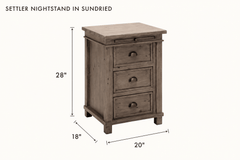 Settler Nightstand in Sundried dimensions - What&