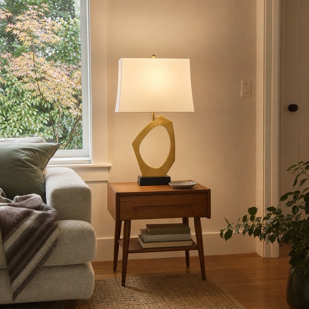 Skye Celestial Table Lamp styled in Portland Sellwood cottage living room - Whats New Furniture