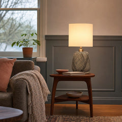 Skye Swirl Table Lamp styled in Portland Montavillcottage living room - Whats New Furniture