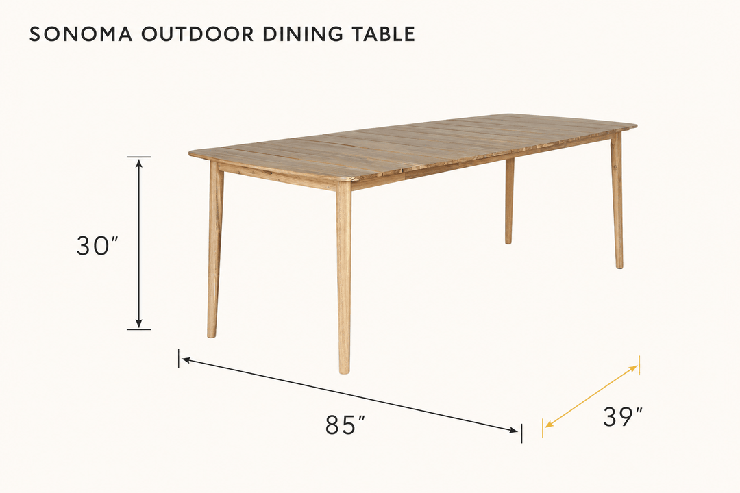 Sonoma Outdoor Dining Table dimensions - What&
