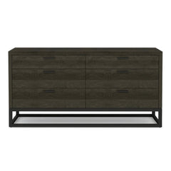 Stark 6-Drawer Dresser in Espresso Oak front view - mid-century industrial dresser - Whats New Furniture Portland OR