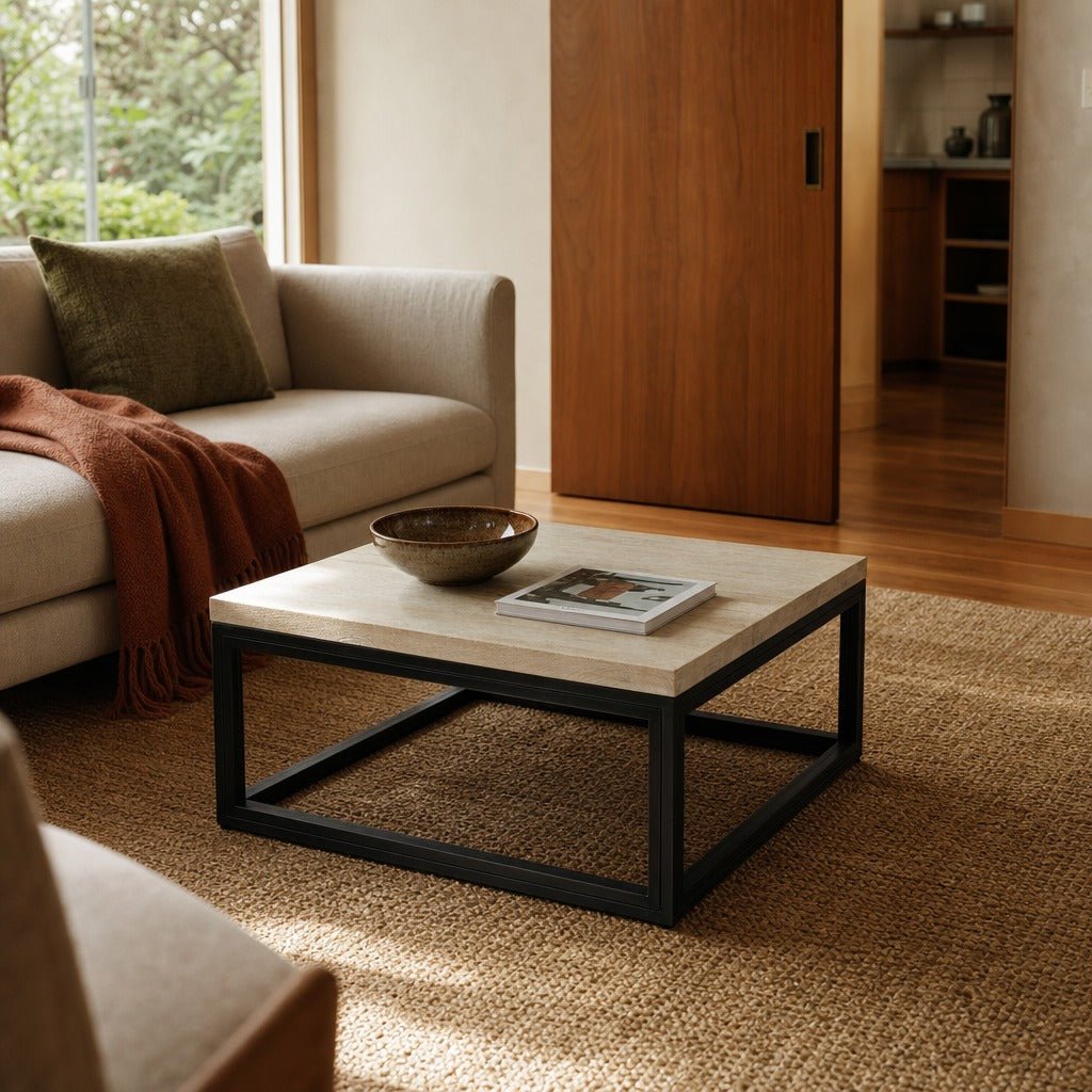 Starlight Square Coffee Table styled in Portland 1960s Garden Home ranch living room - Whats New Furniture