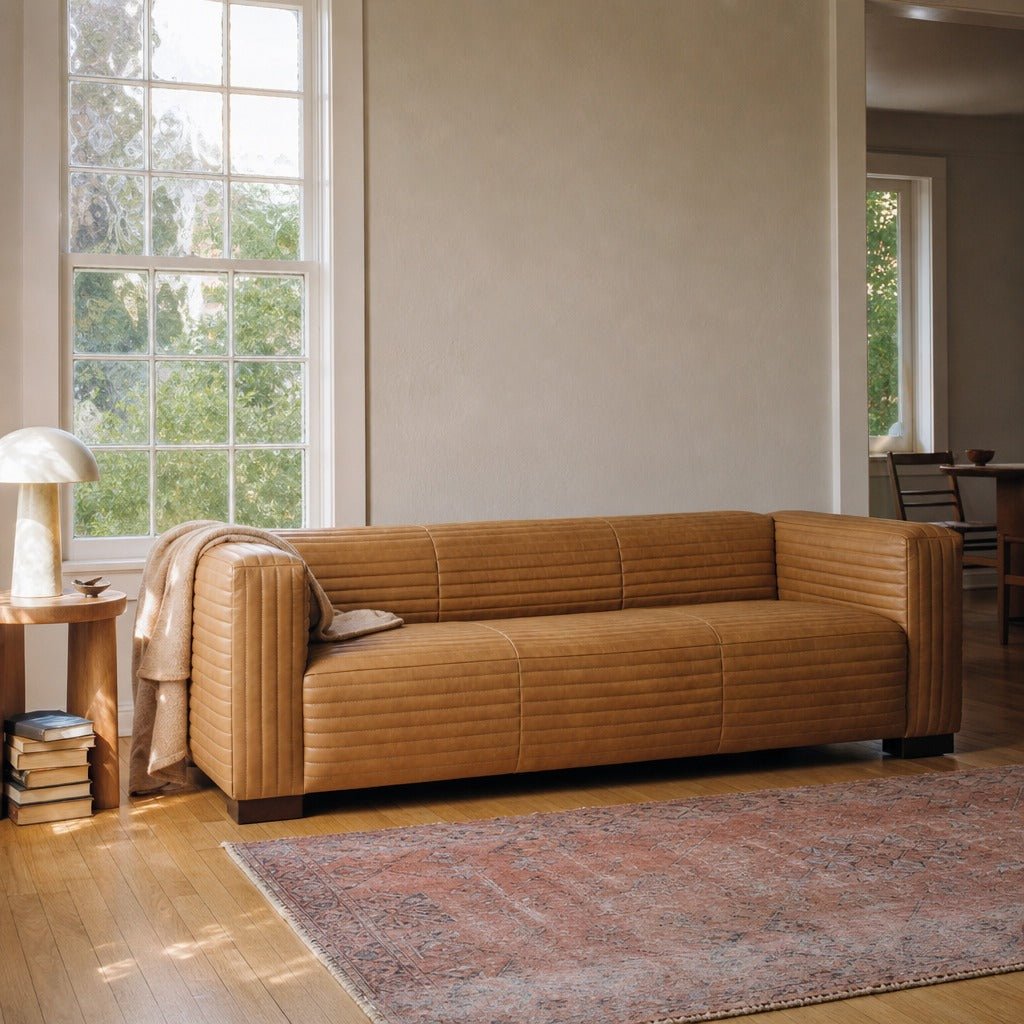 Strata Sofa in Latte styled in Portland Montavillcottage living room - Whats New Furniture