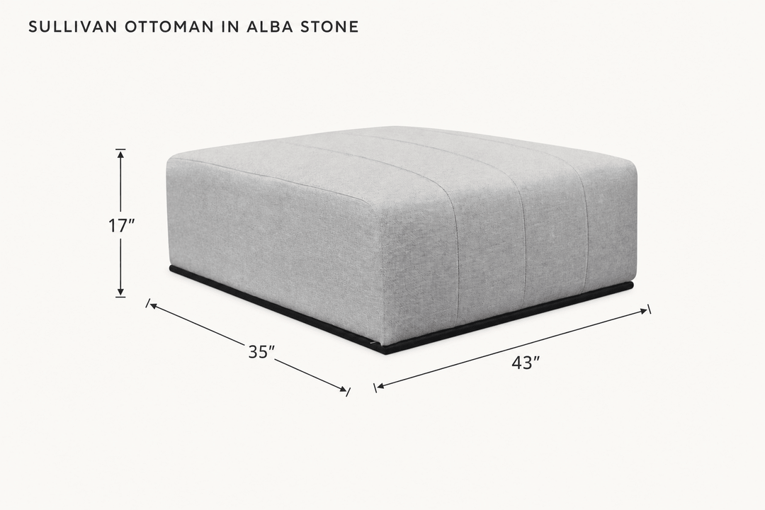 Sullivan Ottoman in Alba Stone dimensions - What&