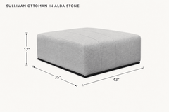 Sullivan Ottoman in Alba Stone dimensions - What&