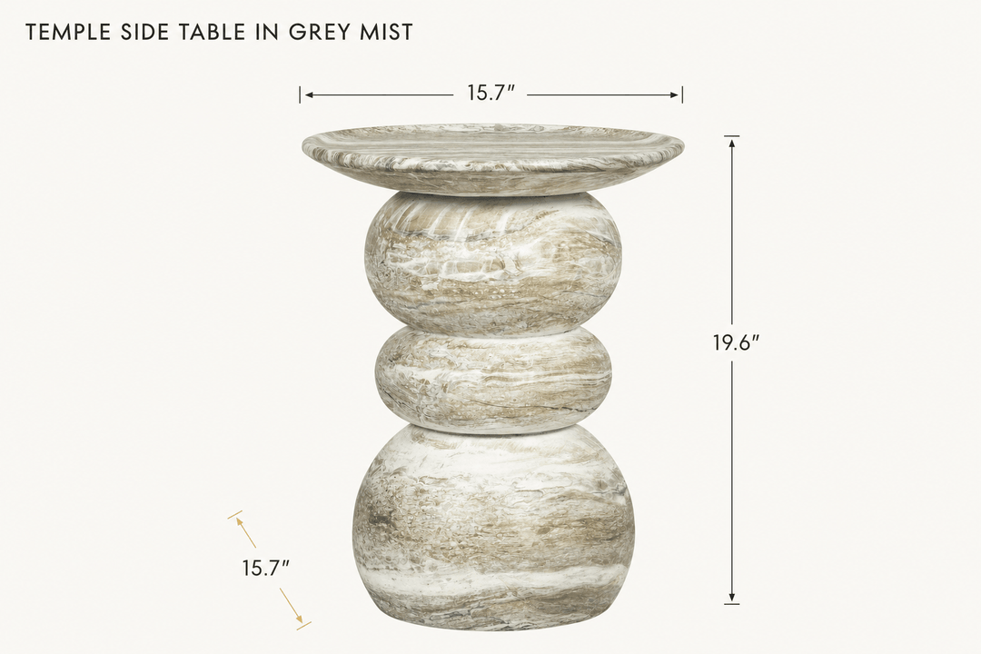 Temple Side Table in Grey Mist dimensions - What&